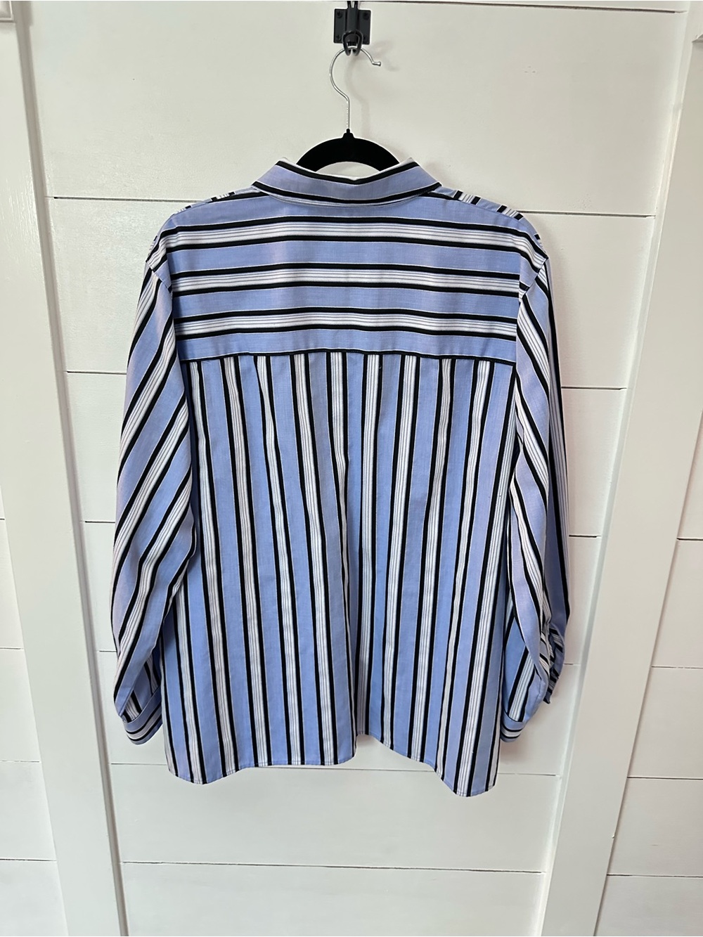 Foxcroft 16W blue stripe classic wrinkle free long sleeve button down blouse - Picture 3 of 14
